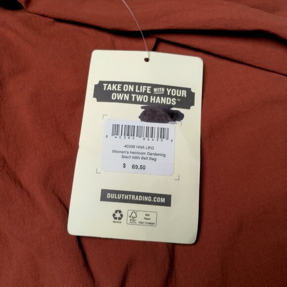 Duluth Trading Heirloom Gardening Skort w Belt Bag Large Rust Rip Stop Stretch - Picture 7 of 16